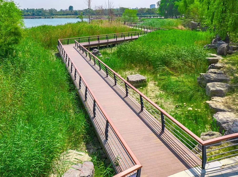 Bamboo Decking and Railing Used in Park
